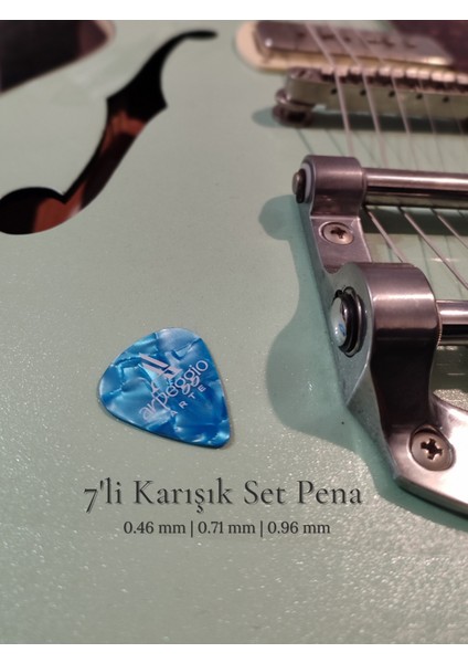 7’li Gitar Pena Seti | Selüloid | 0.46 - 0.71 - 0.96 mm | Karışık Renk | Pena Şarjörü Hediye!