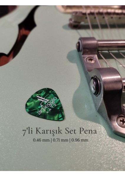 7’li Gitar Pena Seti | Selüloid | 0.46 - 0.71 - 0.96 mm | Karışık Renk | Pena Şarjörü Hediye!