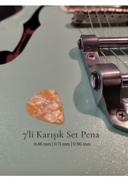 7’li Gitar Pena Seti | Selüloid | 0.46 - 0.71 - 0.96 mm | Karışık Renk | Pena Şarjörü Hediye!
