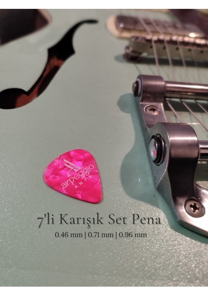 7’li Gitar Pena Seti | Selüloid | 0.46 - 0.71 - 0.96 mm | Karışık Renk | Pena Şarjörü Hediye!