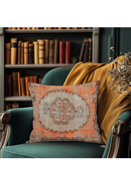 Etnik Motif Desenli Baskı Çift Yüzlü Kırlent Kılıfı