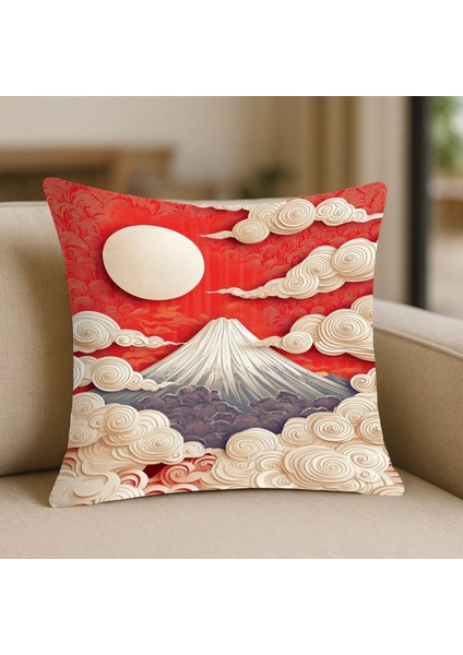 Bohem Tarz Kırmızı Desenli Kırlent Kılıfı – 43X43 Cm, Çift Taraflı, Fermuarlı, Yıkanabilir