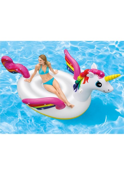 Mega Tek Boynozlu Unicorn At Tutmaçlı Ada Binici 287X193X165CM Havuz Plaj Aktivite