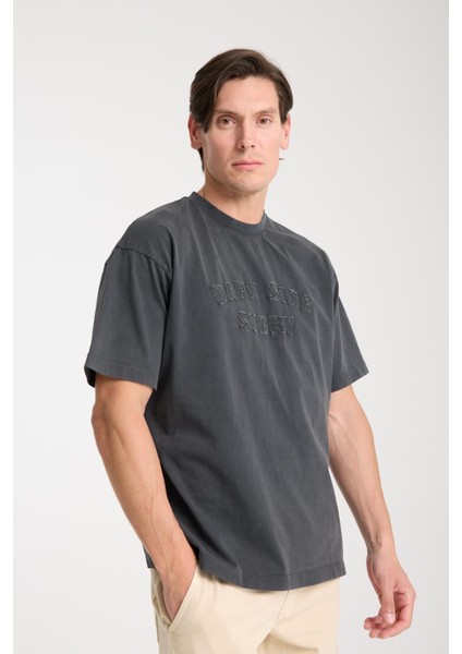 Erkek Pamuk T-Shirt - Basic Soft ve Rahat Yazlık Tasarım - Yazı Baskılı