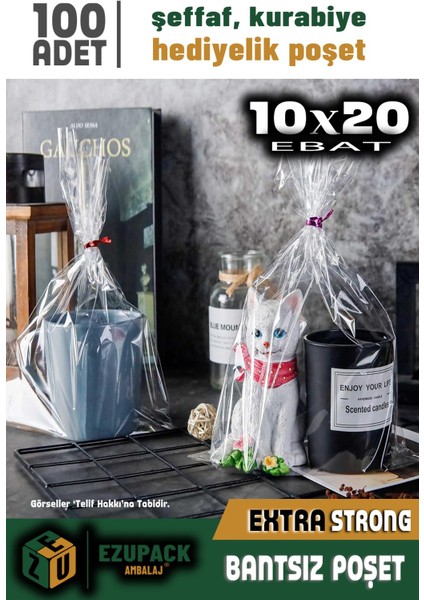 100 Adet 10X20DÜZ (Bantsız) Şeffaf Jelatin Parlak Kurabiye Aksesuar Poşeti Ambalaj Paketi