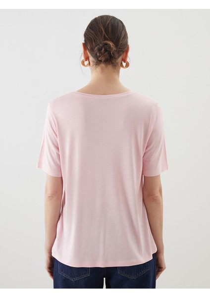 Yeni Sezon V Yaka Baskili Kadin Tisort - S5KR14Z8 fırsatları
