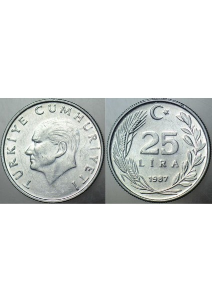 Türkiye Cumhuriyeti 25 Lira 1987 Çil(-) Kondisyon.