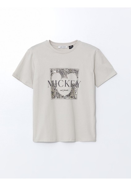 Yeni Sezon Bisiklet Yaka Mickey Mouse Baskili Kadin Tisort - S5DI67Z8 indirimleri