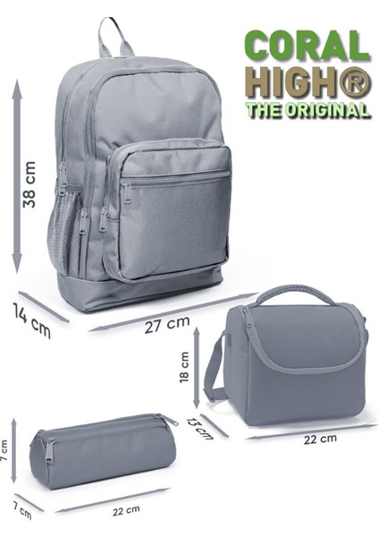 Yeşil Kahverengi High Craft Desenli 3’lü Okul Çanta Seti fiyatları