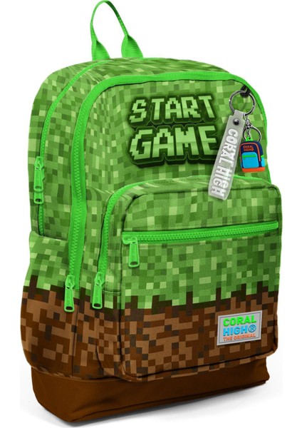 Yeşil Kahverengi High Craft Desenli 3’lü Okul Çanta Seti modelleri