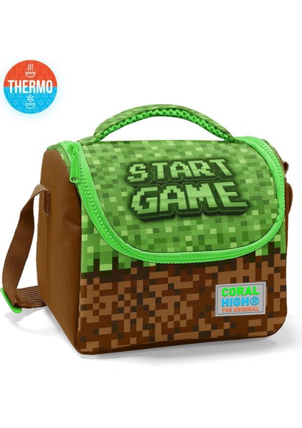 Yeşil Kahverengi High Craft Desenli 3’lü Okul Çanta Seti