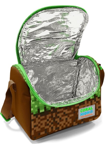 Yeşil Kahverengi High Craft Desenli 3’lü Okul Çanta Seti