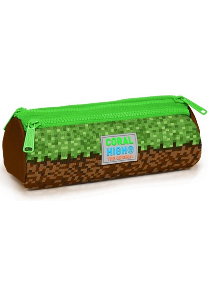 Yeşil Kahverengi High Craft Desenli 3’lü Okul Çanta Seti