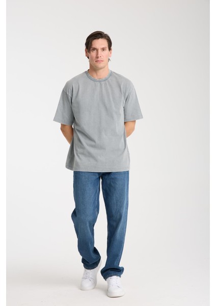Erkek Pamuk Bisiklet Yaka Oversize T-Shirt - Yazlık Rahat ve Trendy Tarz fırsatları