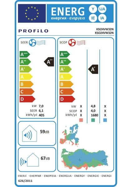 KSX24VW32N A++ 24000 Btu Inverter Wifi Duvar Tipi Klima