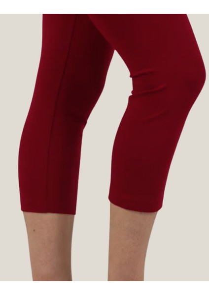 Diz Altı Kapri Tayt Yüksek Bel Likralı Dalgıç Kumaş ( Bordo, Xl ) fiyatları