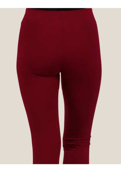 Diz Altı Kapri Tayt Yüksek Bel Likralı Dalgıç Kumaş ( Bordo, Xl ) modelleri