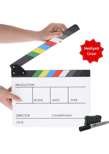 Clp-01 Klaket - Clapperboard Clapboard (Kalem ve Silgi Hediyeli)