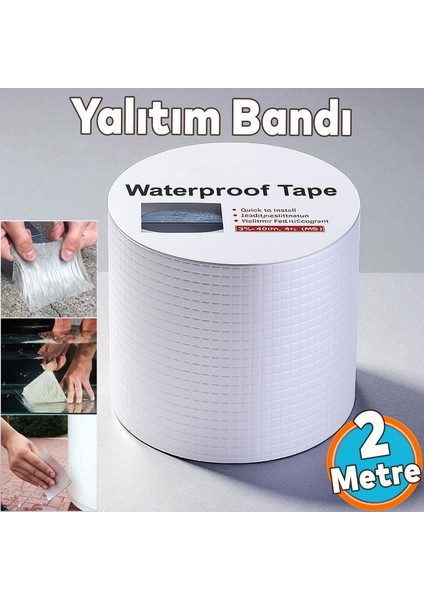 2 Metre Çatı Izolasyon Bandı Su Sızdırmazlık Geçirmezlik Yalıtım Çamur Tamir Çatlak Boru Bant 96 mm