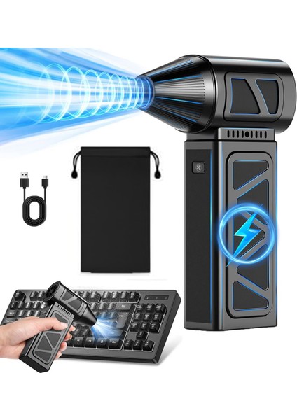 4 Kademe Süper Güçlü Üfleyici Şarjlı Hava Kompresörü 130000 Rpm Çok Fonksiyonlu Turbo Fan 4000 Mah
