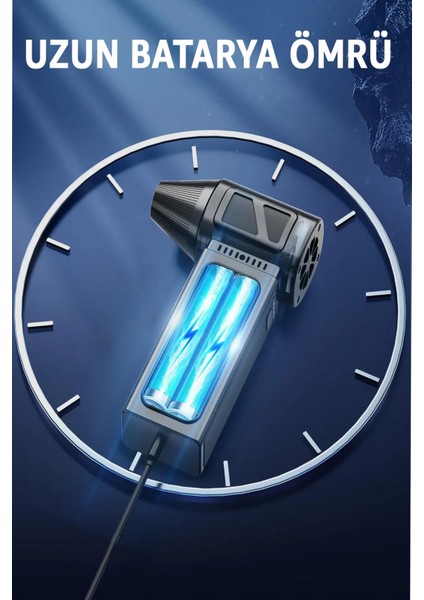 4 Kademe Süper Güçlü Üfleyici Şarjlı Hava Kompresörü 130000 Rpm Çok Fonksiyonlu Turbo Fan 4000 Mah indirimleri