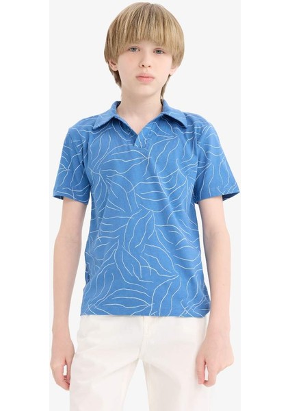 Yeni Sezon Erkek Çocuk Apaş Yaka Desenli Kısa Kollu Polo Tişört modelleri