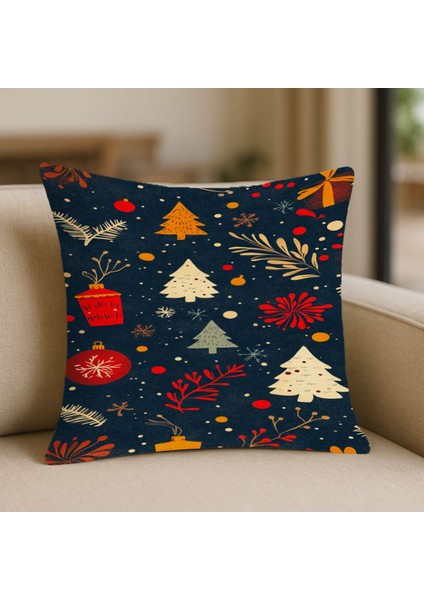 Yılbaşı Temalı Kırlent Kılıfı – 43X43 Cm, Çift Taraflı, Fermuarlı, Yıkanabilir