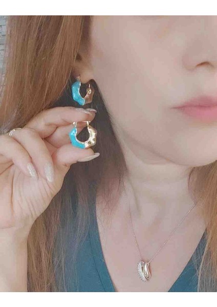 Çelik Mineli Fırfır Küpe Yeni Sezon Trend Modeller Yaz Trendleri indirimleri