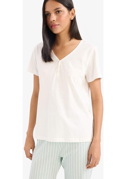 Yeni Sezon Pijama Takımı Kısa Kollu Pijama Üstü Esnek Belli Uzun Pijama Altı-Fall In Love