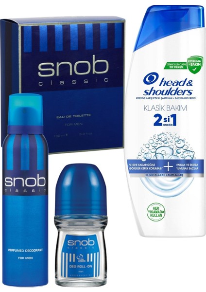 Klasik 100ML Parfüm + 150ML Deo + 50 ml Rolon + Head&shoulders Klasik Bakım 2in1 Şampuan 625 ml