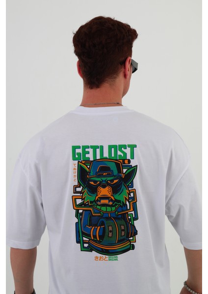 Getlost-Oversize Tişört | Sırt Baskılı – Minimal Göğüs Desenli Unisex Tshirt