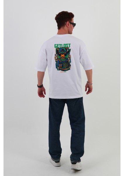 Getlost-Oversize Tişört | Sırt Baskılı – Minimal Göğüs Desenli Unisex Tshirt