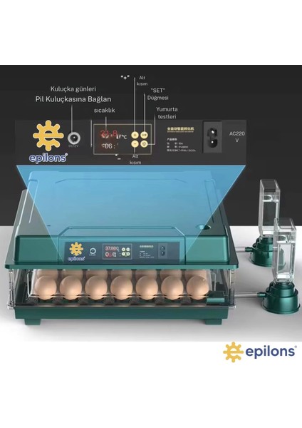 Slim Model 130 Lu Gün Sayaçlı Tam Otomatik Kuluçka Makinesi - Yedek Motor + Su Kabı + Qr Videolu Kurulum