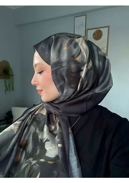 Tasarım Ipek - Luna Serisi Kahve - Mor - Yeşil - Su Yeşili - Gri | Ad Astra Scarf Koleksiyonu Ipek Pamuk Karışımı Şal (75X185 Cm)