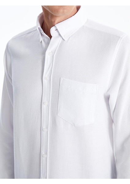 Regular Fit Uzun Kollu Armürlü Erkek Dokulu Gömlek modelleri