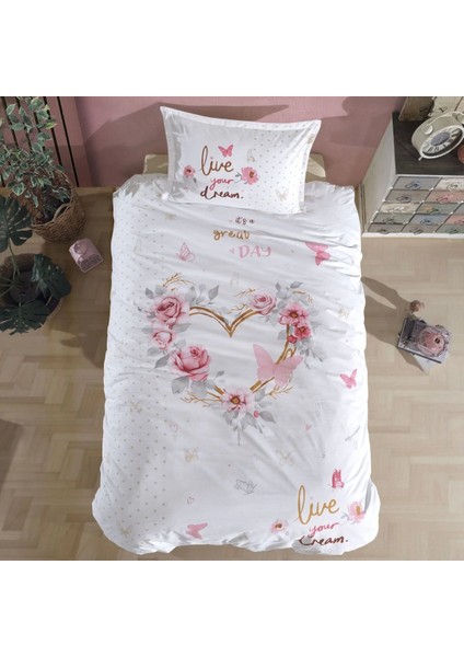 Ranforce %100 Pamuk Tek Kişilik Nevresim Dream V1 Bej