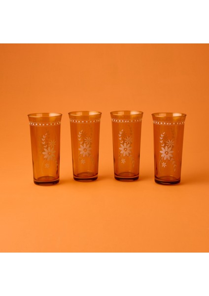 Nazenin 4'lü Meşrubat Bardağı Seti - Amber - 290 ml