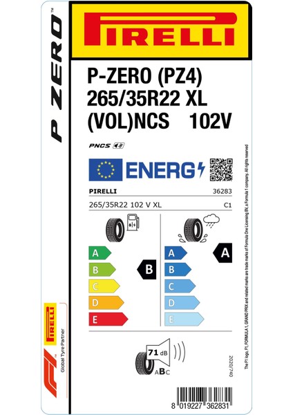 265/35 R22 102V Xl Vol Ncs P Zero Oto Yaz Lastigi (Üretim Yılı:2025) fiyatları