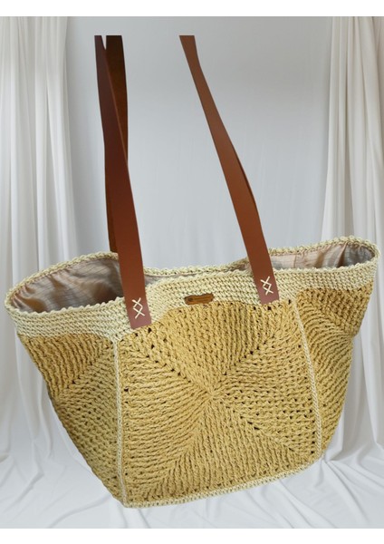 Kadın El Emeği Hasır Büyük Omuz Çantası