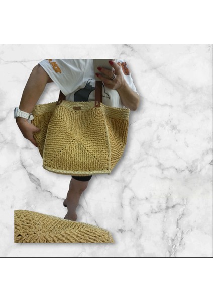 Kadın El Emeği Hasır Büyük Omuz Çantası fiyatları