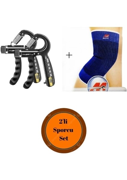 Sayaçlı Bilek Güçlendirme Yayı 5-60 kg Siyah + Sporcu Dizlik Set