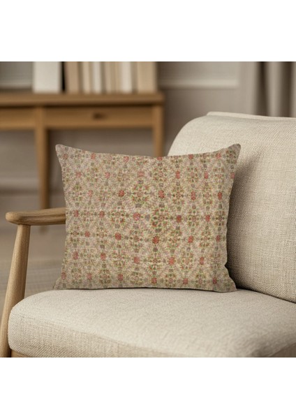 Eski Kilim Desenli Baskı Kırlent Kılıfı