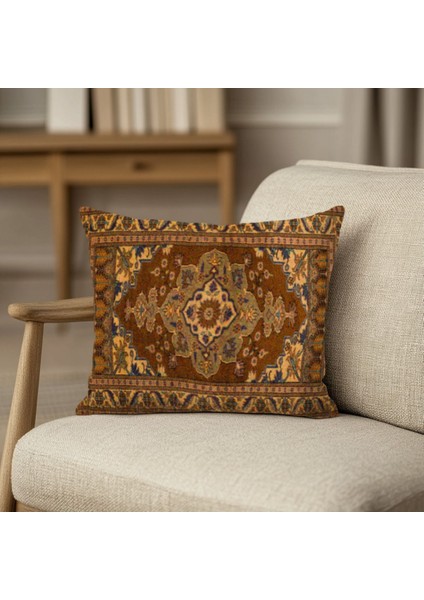 Pers Halı Motifli Çift Taraflı 43X43 cm Dekoratif Kırlent Kılıfı – Klasik ve Şık Salonlar Için modelleri