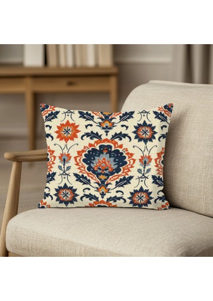 Retro Desenli Polar Kırlent Kılıfı