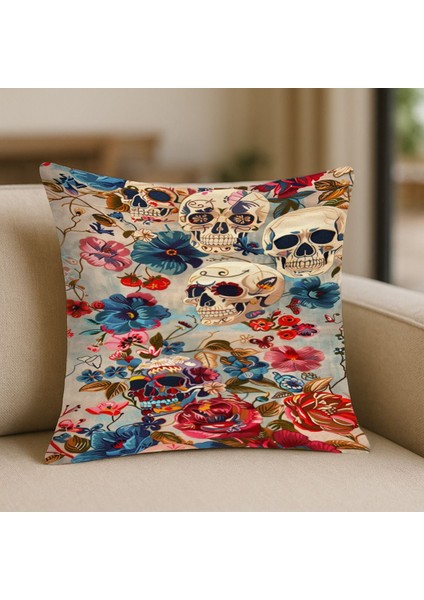 Kuru Kafa Kırlent Kılıfı, Bohem Tarz – 43X43 Cm, Çift Taraflı, Fermuarlı, Yıkanabilir