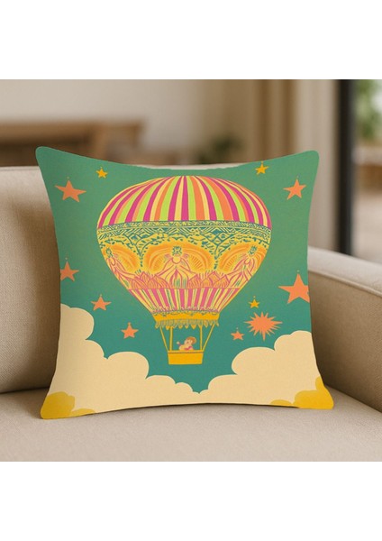 Geometrik Tarz Yeşil Desenli Kırlent Kılıfı – 43X43 Cm, Çift Taraflı, Fermuarlı, Yıkanabilir