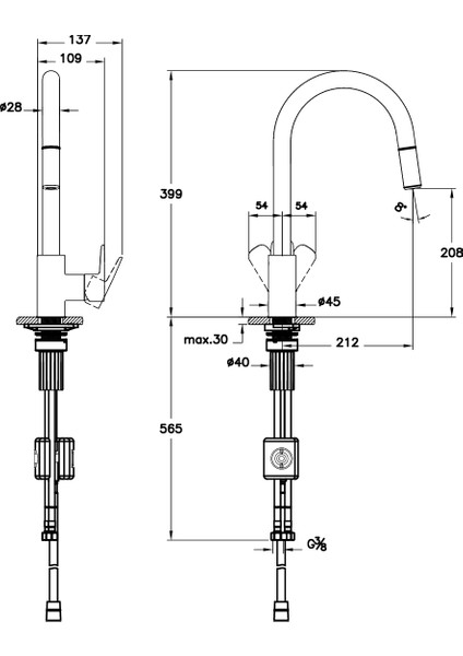 Shift T20 A43678 Eviye Bataryası, C Tipi, Pull-Down, Krom
