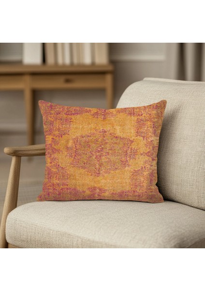 Renkli Geometrik Desenli Dijital Baskılı Kırlent Kılıfı Kare