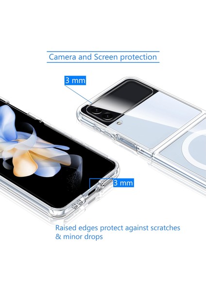 Samsung Galaxy Z Flip 4 Uyumlu Kamera Korumalı Magsafe Wireless Şarj Özellikli Şeffaf Silikon Kılıf modelleri