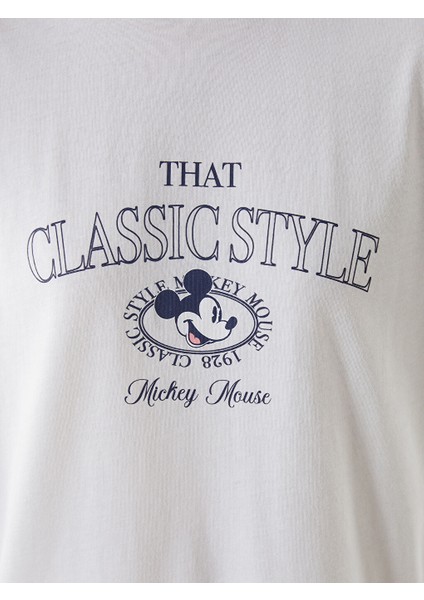 Yeni Sezon Mickey Mouse Baskili Oversize Kadin Tisort - S5J775Z8 modelleri